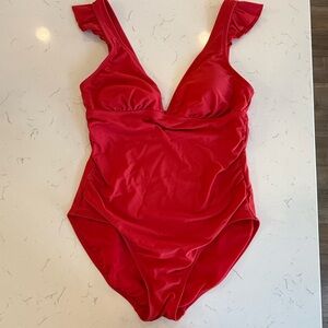 Kona Sol Bright Red One-Piece Swimsuit